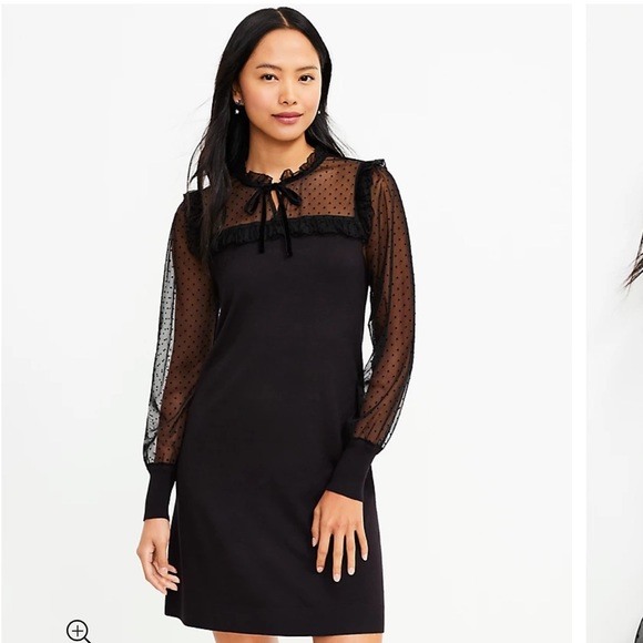 LOFT Dresses & Skirts - LOFT Velvet Dot Mixed Media Sweater Dress